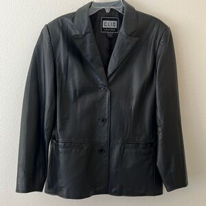 Clio Leather Woman’s Jacket Button Front With Pockets Size Medium